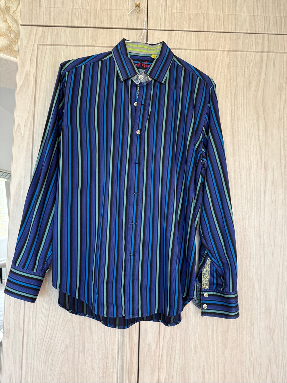 Robert Graham Men's Striped Button-Down Shirt in Blue & Green
